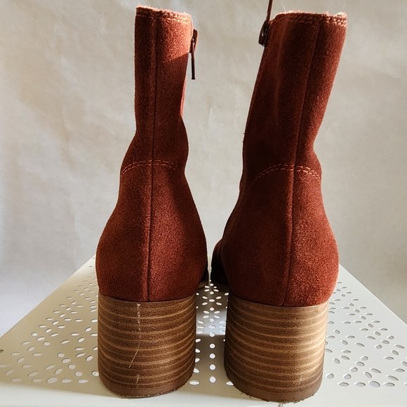 Lucky Brand Burgundy Brown Suede Zip-up Ankle Boots Sz 9 - Picture 7 of 13